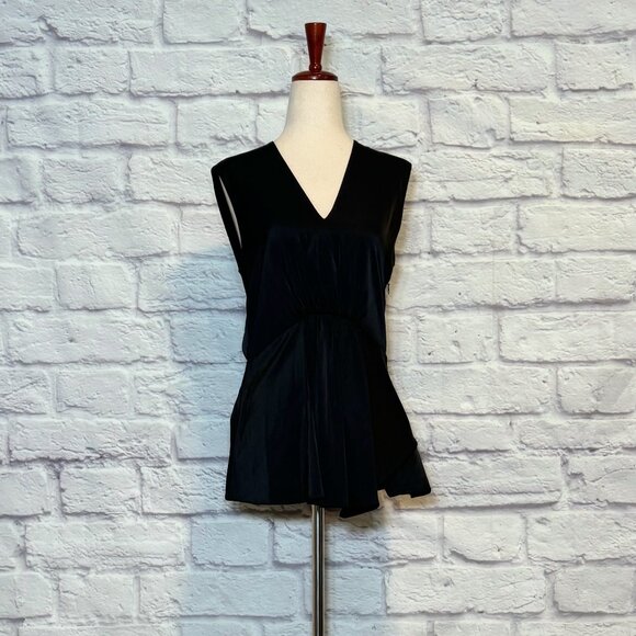 3.1 Phillip Lim Black Satin Peplum Top - Picture 1 of 9